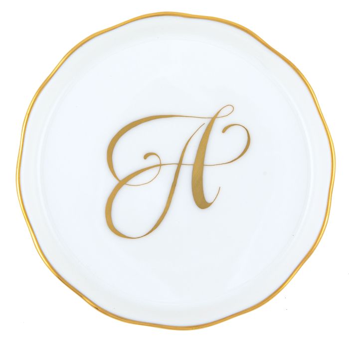 Herend "A"COASTER WITH MONOGRAM 4in D