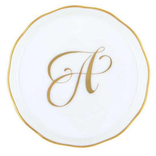 Herend "A"COASTER WITH MONOGRAM 4in D