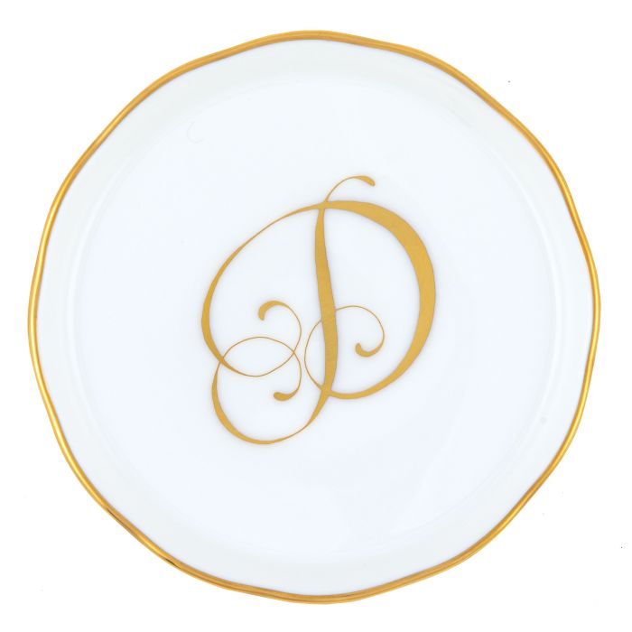Herend "D" COASTER WITH MONOGRAM 4in D