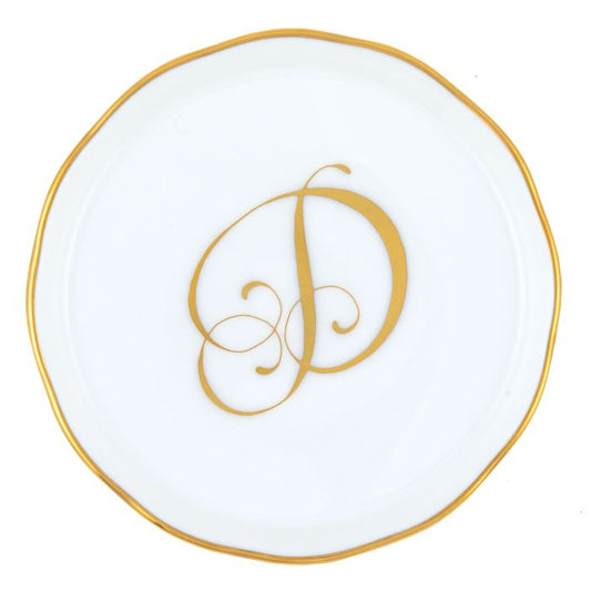 Herend "D" COASTER WITH MONOGRAM 4in D