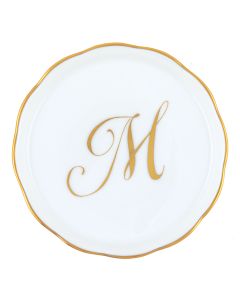 Herend "M" COASTER WITH MONOGRAM 4in D