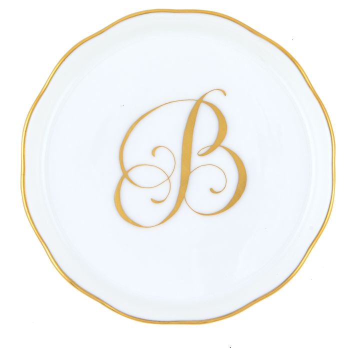Herend "B" COASTER WITH MONOGRAM 4in D