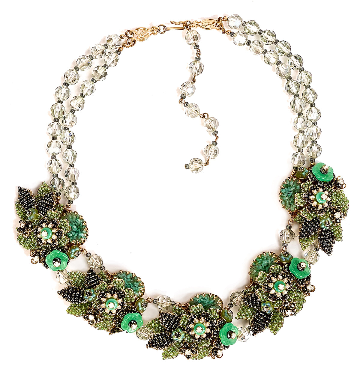 Stanley Hagler NYC Green Gray Marble Cabochon Necklace