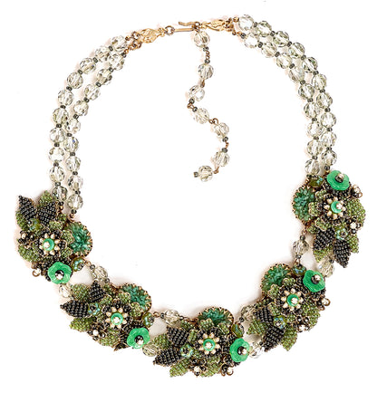 Stanley Hagler NYC Green Gray Marble Cabochon Necklace