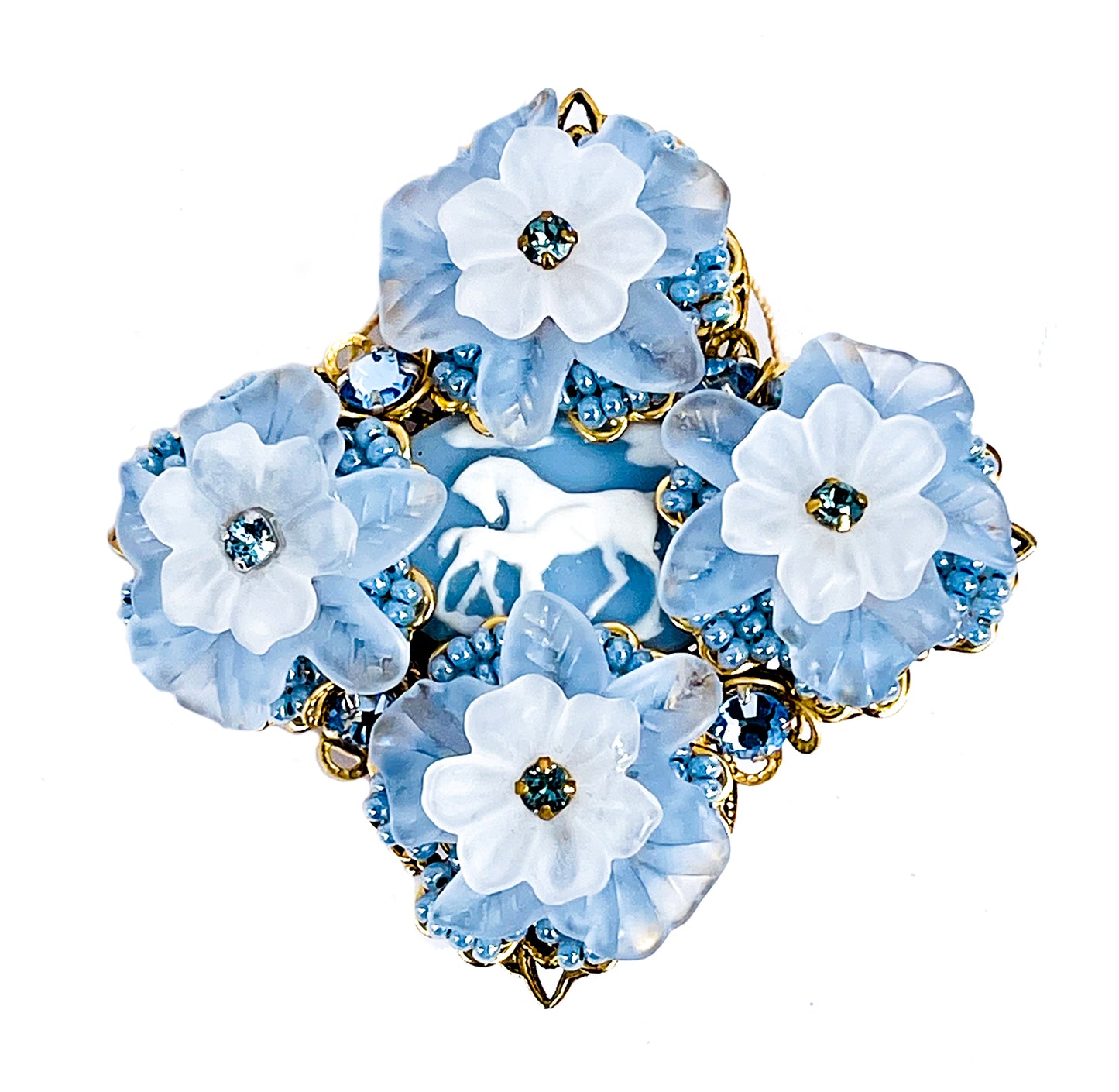 Stanley Hagler N.Y.C. White Horses Cameo Brooch