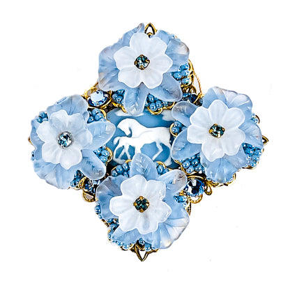 Stanley Hagler N.Y.C. White Horses Cameo Brooch