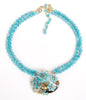 Stanley Hagler N.Y.C. Light Blue Flowers & Shell Necklace