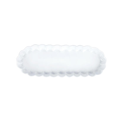 Vietri Incanto Ruffle Oval Tray - White