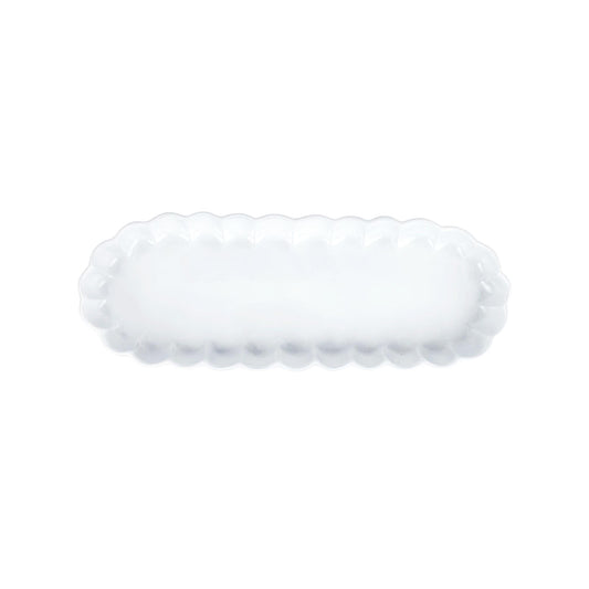 Vietri Incanto Ruffle Oval Tray - White