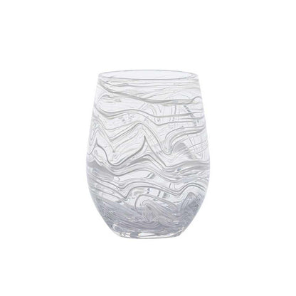 Juliska Puro Marbled Stemless Wine Glass - White