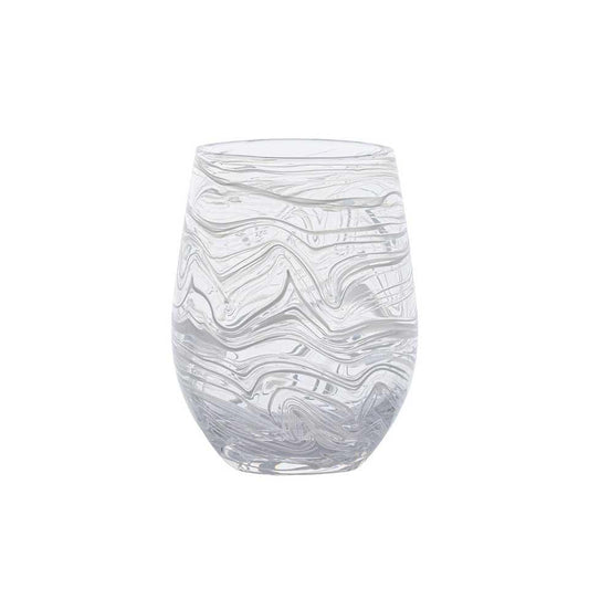 Juliska Puro Marbled Stemless Wine Glass - White