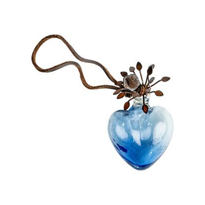 Jan Barboglio Blue Heart on Cord Adelita Heartblessing Azul