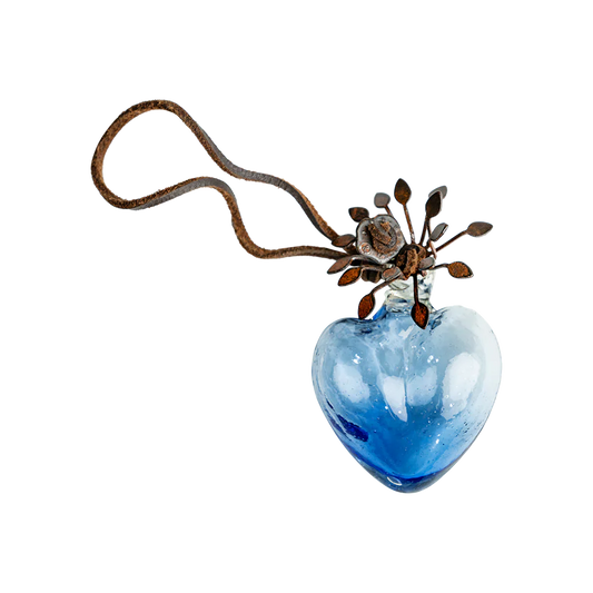 Jan Barboglio Blue Heart on Cord Adelita Heartblessing Azul