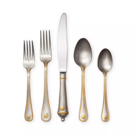 Juliska Flatware: Berry & Thread Bright Satin/Gold Accents, 5-Piece Setting
