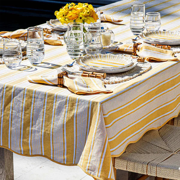 Juliska Yellow Cabana Stripe 60" x 120" Tablecloth - Sunshine