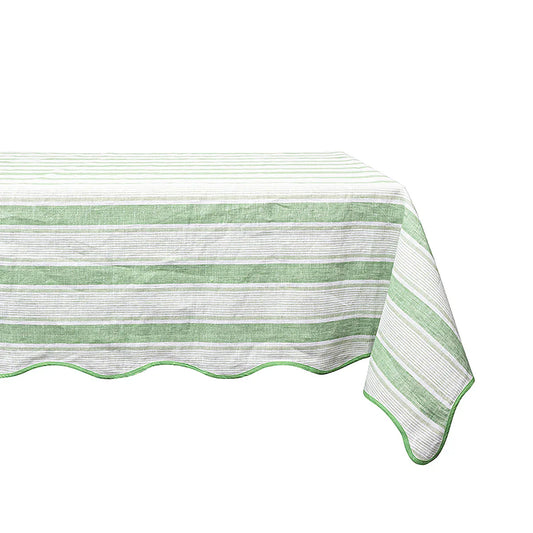 Juliska Green Cabana Stripe 60" x 120" Tablecloth - Seagrass