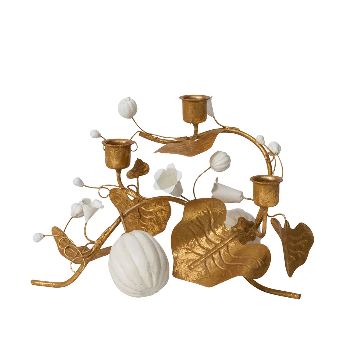 Juliska Forest Walk Pumpkin & Vine Triple Candlestick Holder - Gold