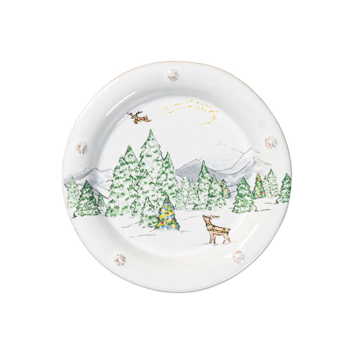 Juliska North Pole Cocktail Plates Berry & Thread Set of 4