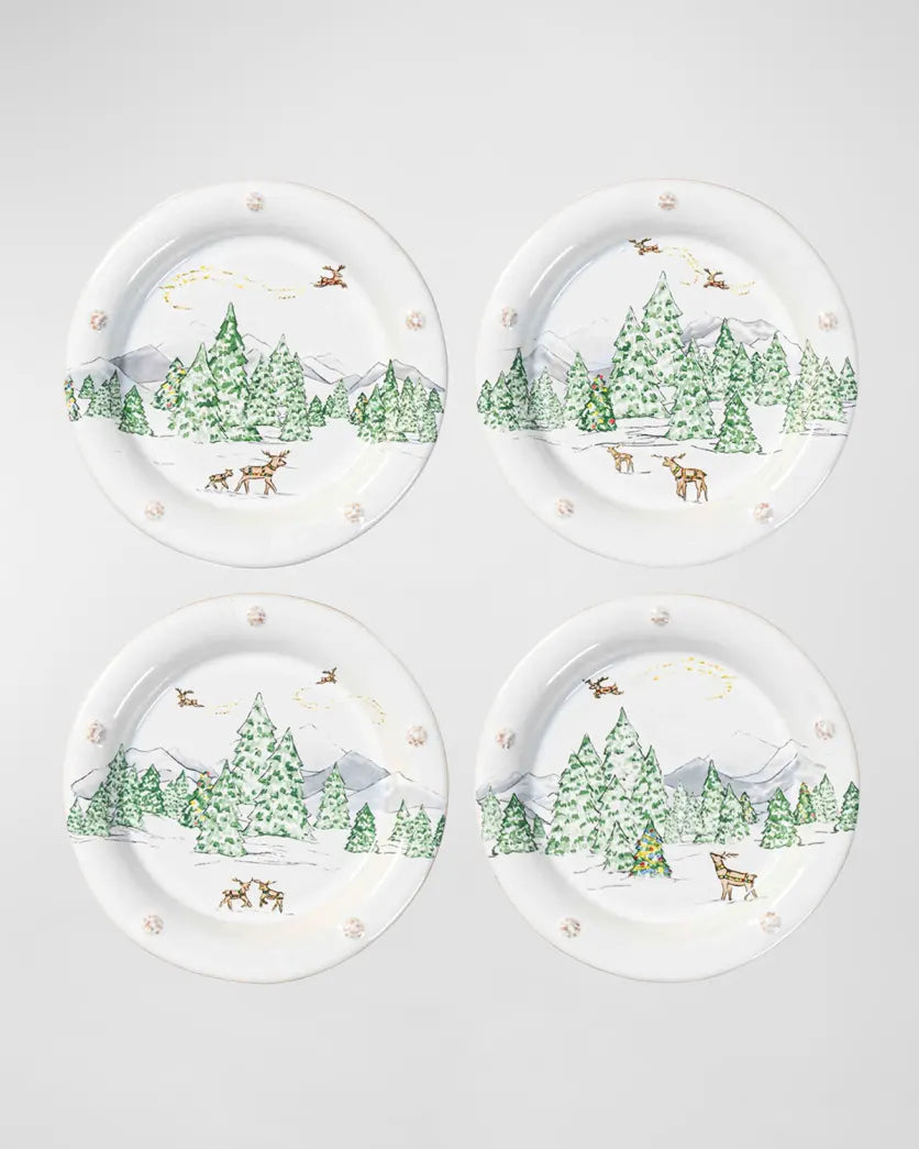 Juliska North Pole Cocktail Plates Berry & Thread Set of 4