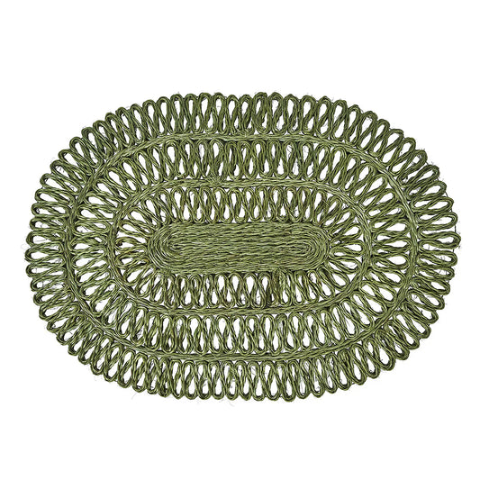 Juliska Green Oval Straw Loop Oval Placemat Seagrass