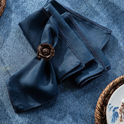 Juliska Navy Berry Scallop Napkin Set of 4 - Navy