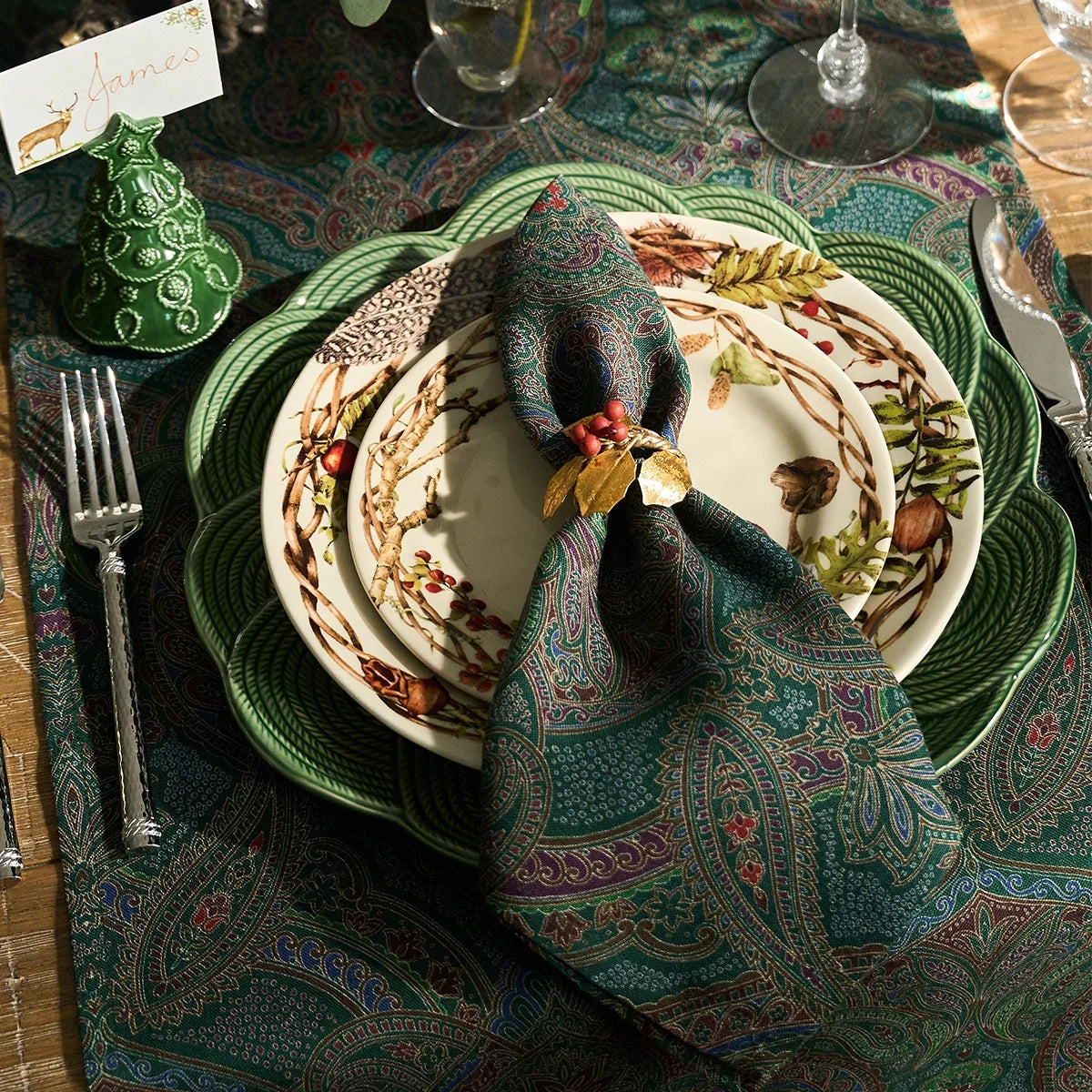 Juliska Paisley 18" x 90" Table Runner - Evergreen