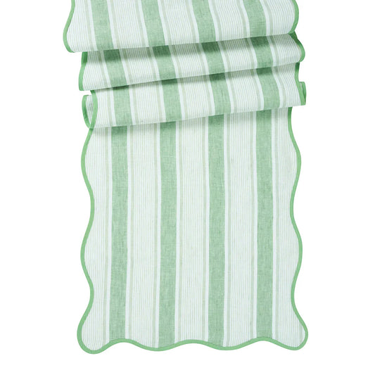 Juliska Green Cabana Stripe 18" x 90" Table Runner - Seagrass