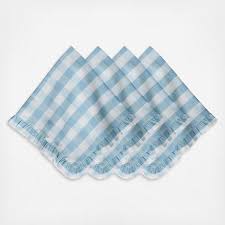 Juliska Ocean Gingham Ruffle Napkin Set of 4