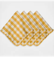 Juliska Sunshine Gingham Ruffle Napkin Set of 4