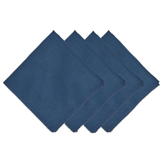Juliska Navy Berry Scallop Napkin Set of 4 - Navy