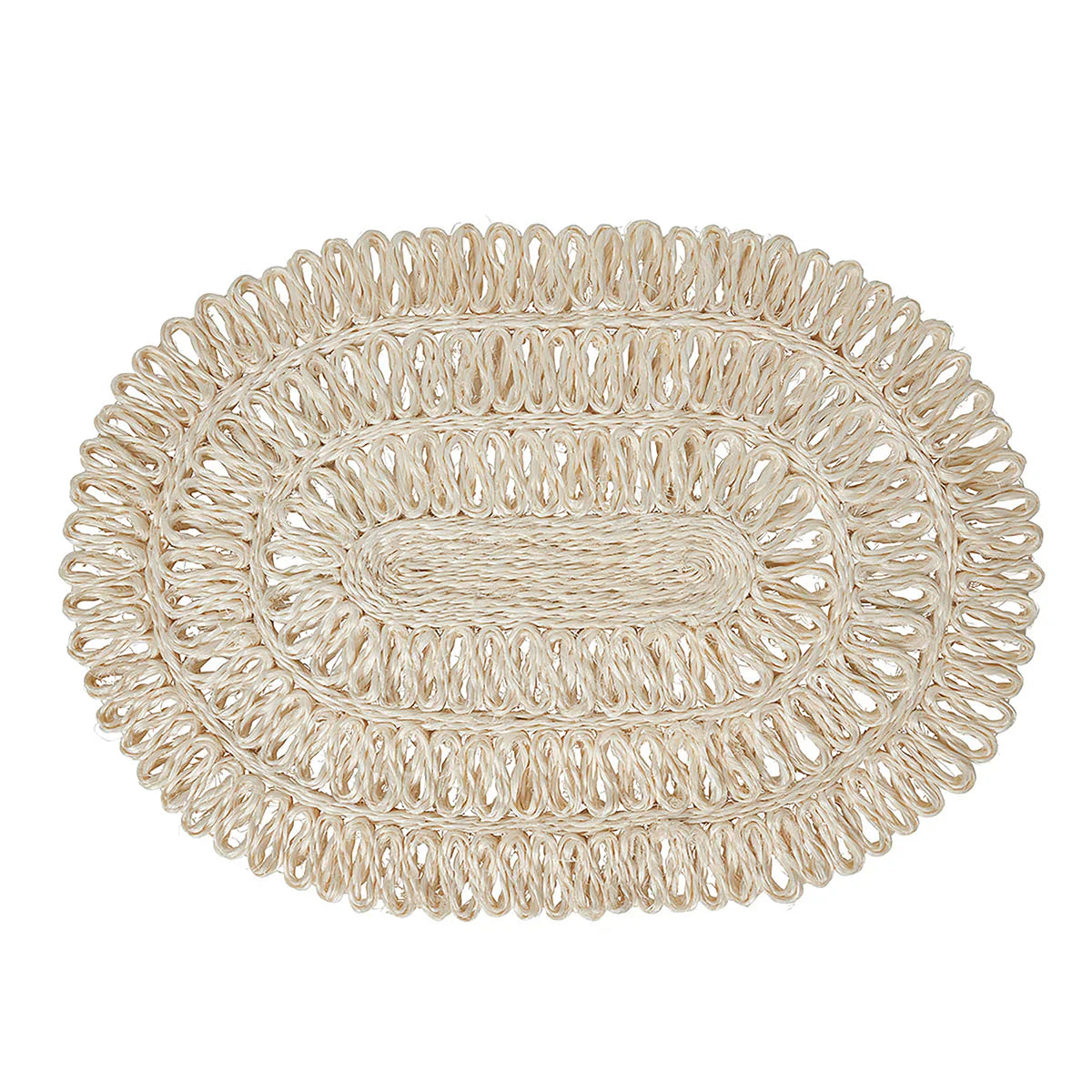 Juliska White Oval Straw Loop Oval Placemat - Whitewash