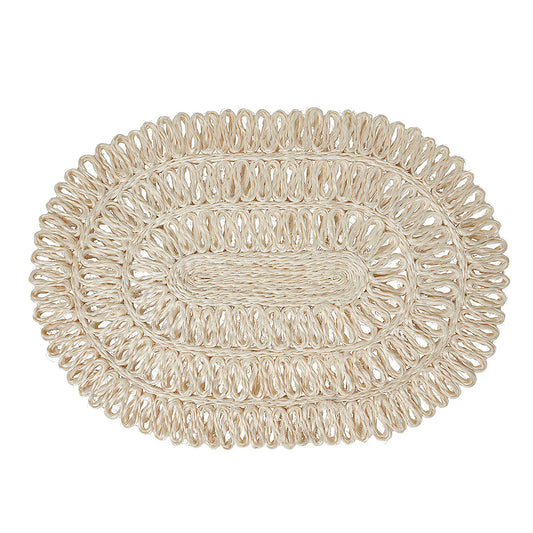 Juliska White Oval Straw Loop Oval Placemat - Whitewash