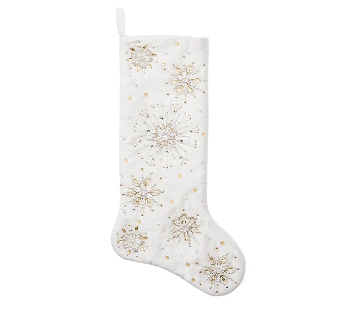 Kim Seybert Stocking: Crystal Frost in White, Gold & Silver Kim Seybert