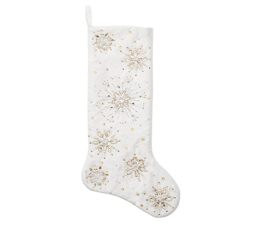 Kim Seybert Stocking: Crystal Frost in White, Gold & Silver Kim Seybert