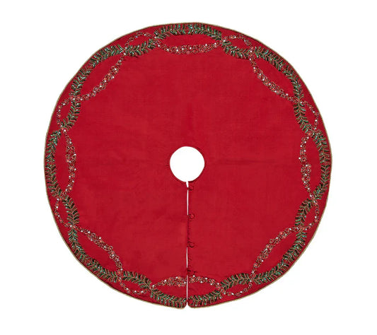 Kim Seybert Tree Skirt: Merry & Bright Tree Skirt in Red, Green & Gold Kim Seybert