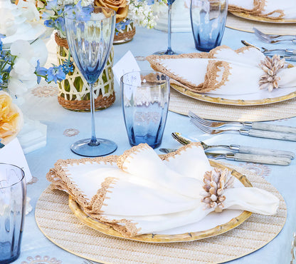 Kim Seybert Napkin Rings: Shell Fringe in Ivory & Brown, Set of 4