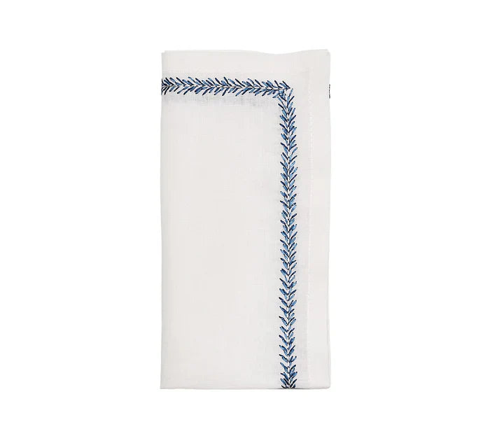 Kim Seybert Blue Jardin Napkin in White & Blue