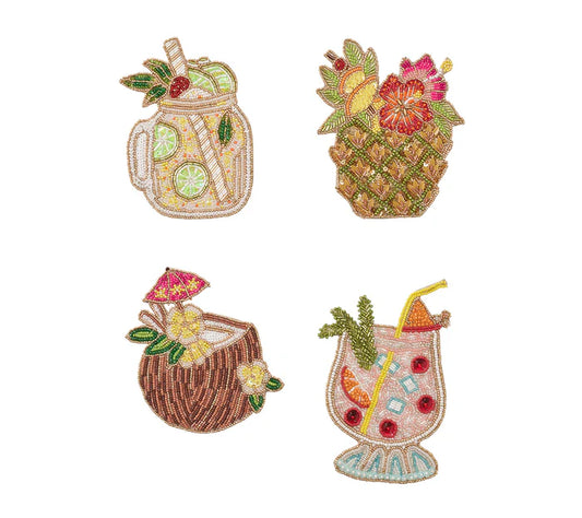 KIM SEYBERT Happy Hour Coaster in Multi, Set of 4 in a Gift Bag