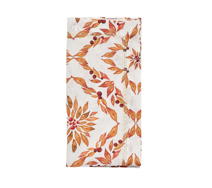 Kim Seybert Laurel Napkin in White & Brown, Set of 4