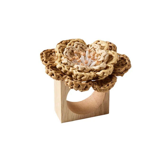 Kim Seybert Natural Pareo Napkin Ring in Natural & Brown