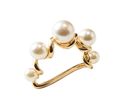 Kim Seybert Pearl Drift Napkin Ring in Pearl & Gold