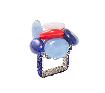 Kim Seybert Napkin Ring: Sea Stone Red White & Blue