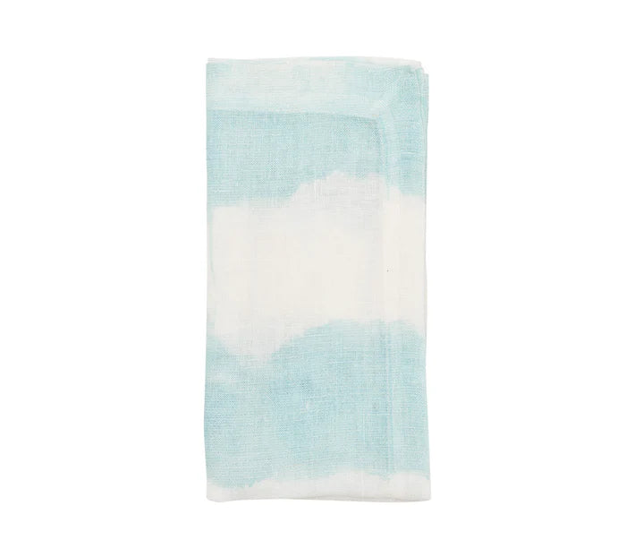 KIM SEYBERT Seafoam Watercolor Stripe Napkin in White Set of 4