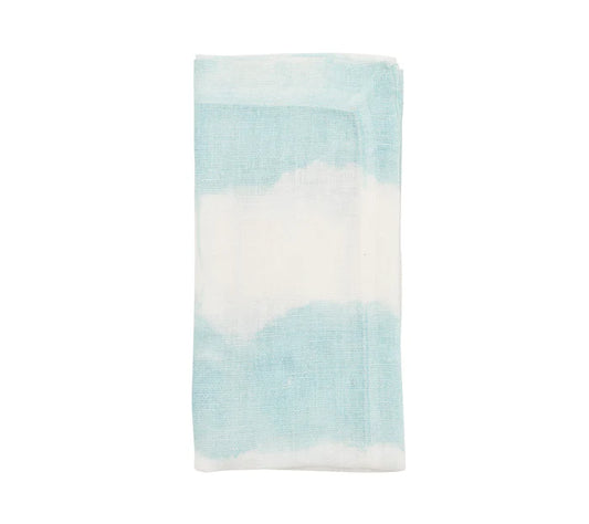 KIM SEYBERT Seafoam Watercolor Stripe Napkin in White Set of 4