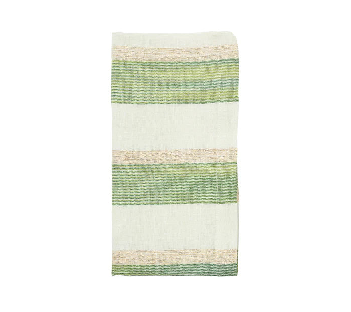 Kim Seybert Green & White Broad Stripe Napkin Set of 4