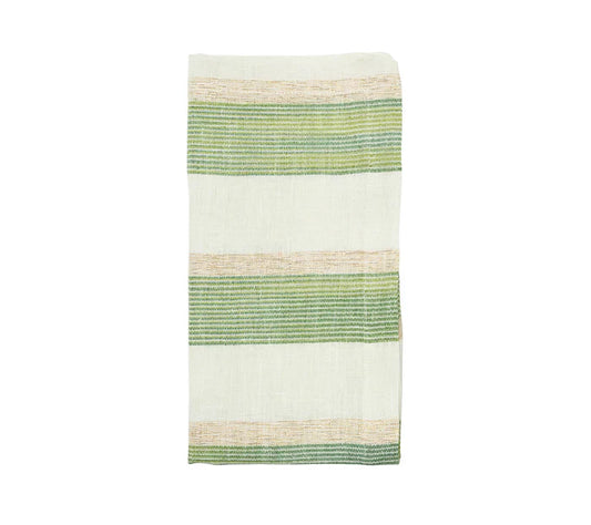 Kim Seybert Green & White Broad Stripe Napkin Set of 4