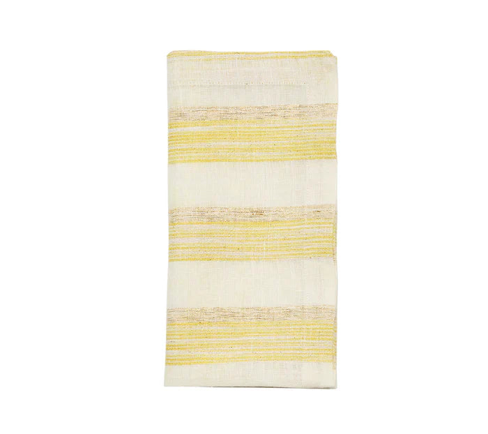 Kim Seybert Yellow & White Broad Stripe Napkin Set of 4