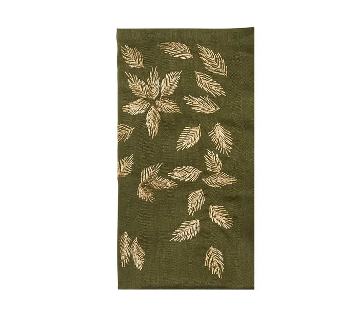 Kim Seybert Gilded Breeze Napkin in Olive & Gold Set of 4
