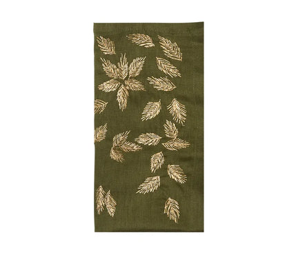 Kim Seybert Gilded Breeze Napkin in Olive & Gold Set of 4