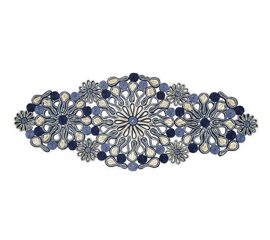 Kim Seybert Blue Marisol Runner in Blue & Natural